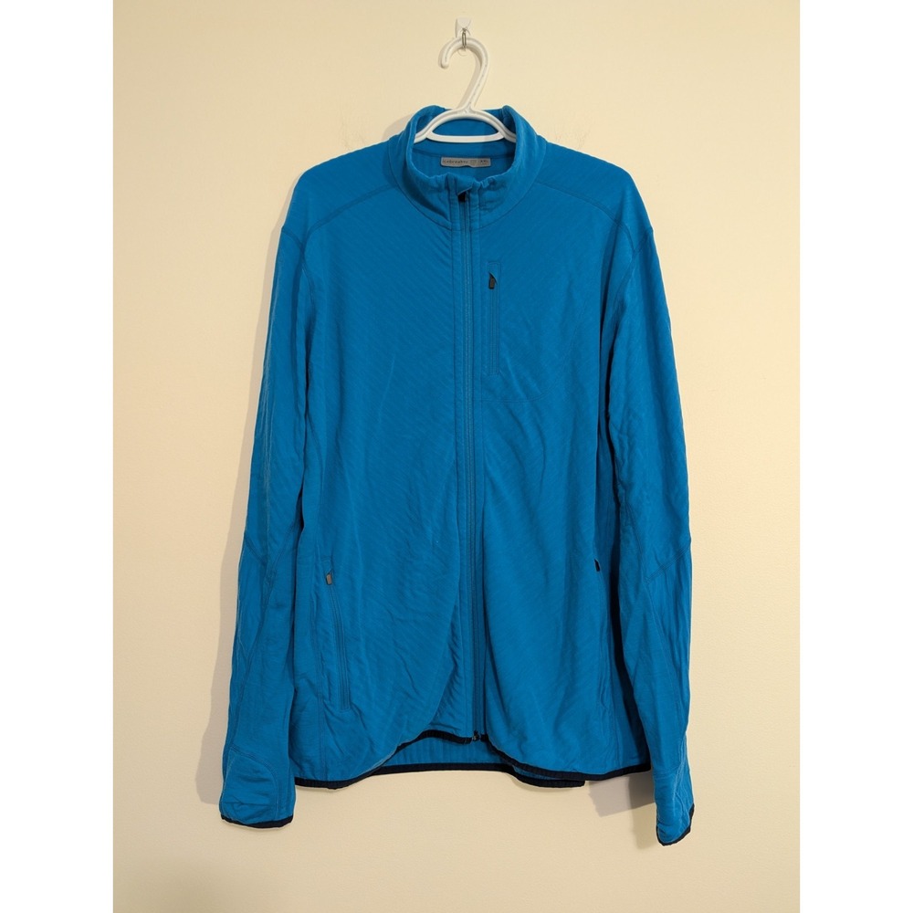 Icebreaker Merino Wool Full Zip Men's XXL Light Blue  Sweater Jacket Base Layer